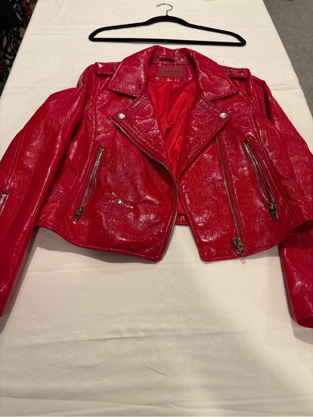Blank NYC Red Patent Moto Jacket